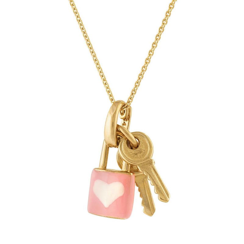 LaViano Fashion 14K Yellow Gold Lock and Keys Pendant