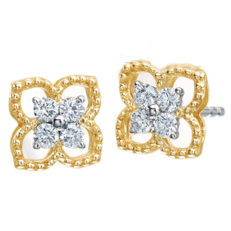 Pe Jay Creations 14K Two Tone Diamond Earrings