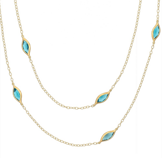 Carelle 18K Yellow Gold Blue Topaz Necklace