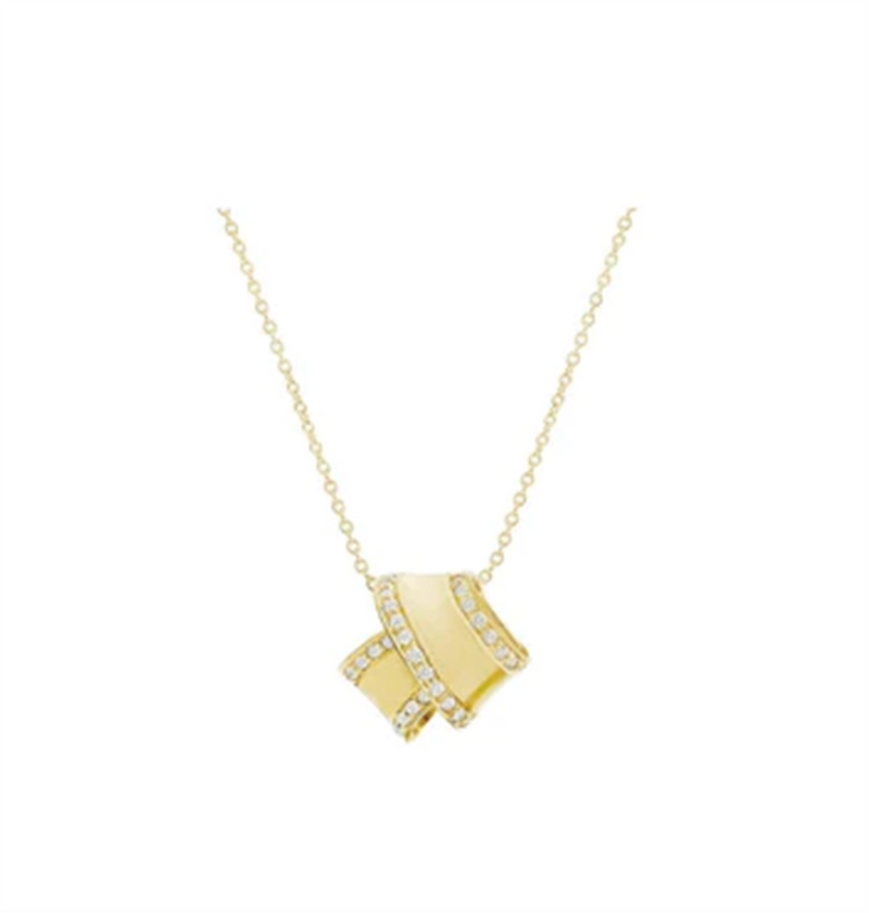 Carelle 18K Yellow Gold Diamond Knot Necklace