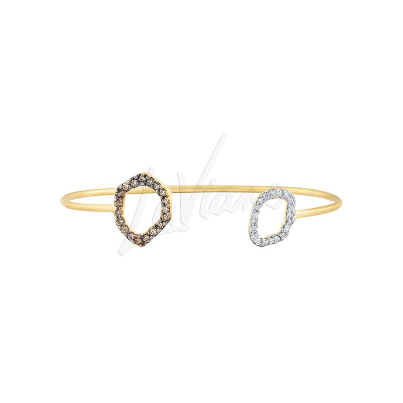 Tanya Farah 18K Yellow Gold  Diamond Geode Open Cuff Bracelet