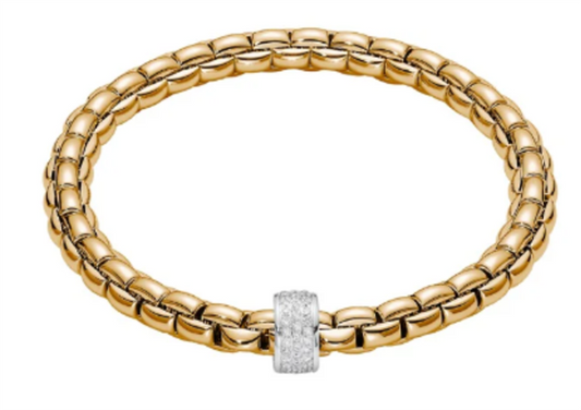 FOPE 18K White Gold Pave Triple Rondel Bracelet Diamonds