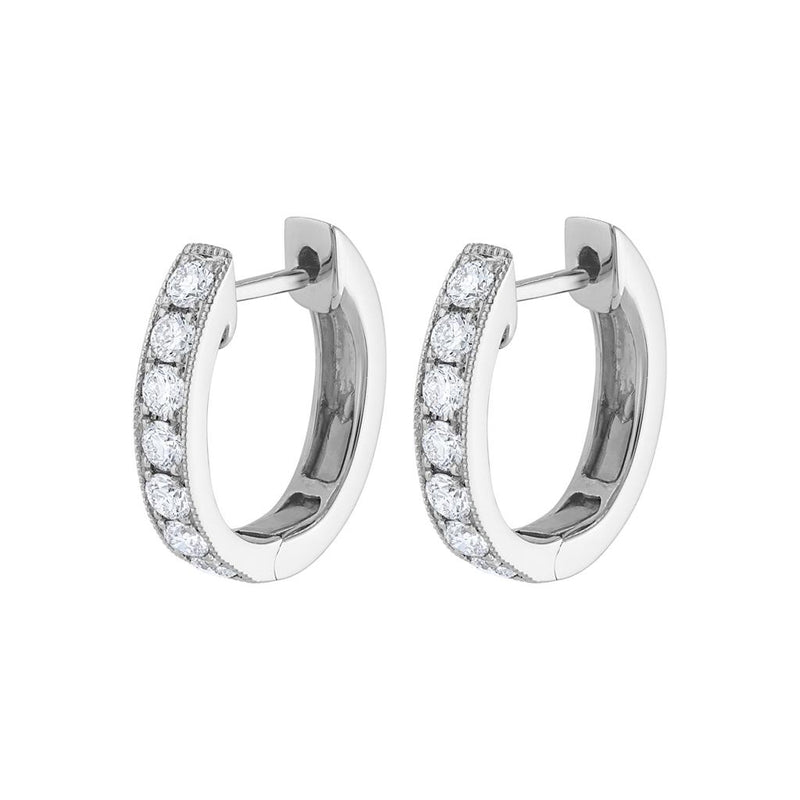 LaViano Fashion 18K White Gold Diamond Huggie Earrings