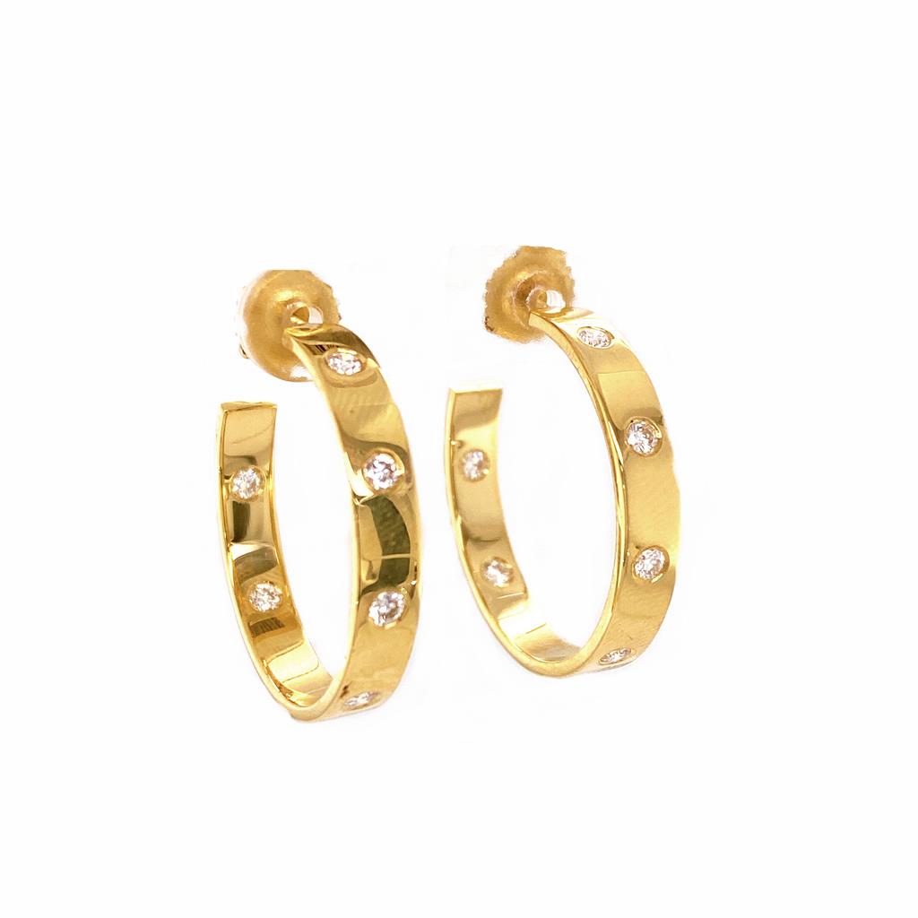 LaViano Fashion 18K Yellow Gold Diamond Open Hoop Earrings