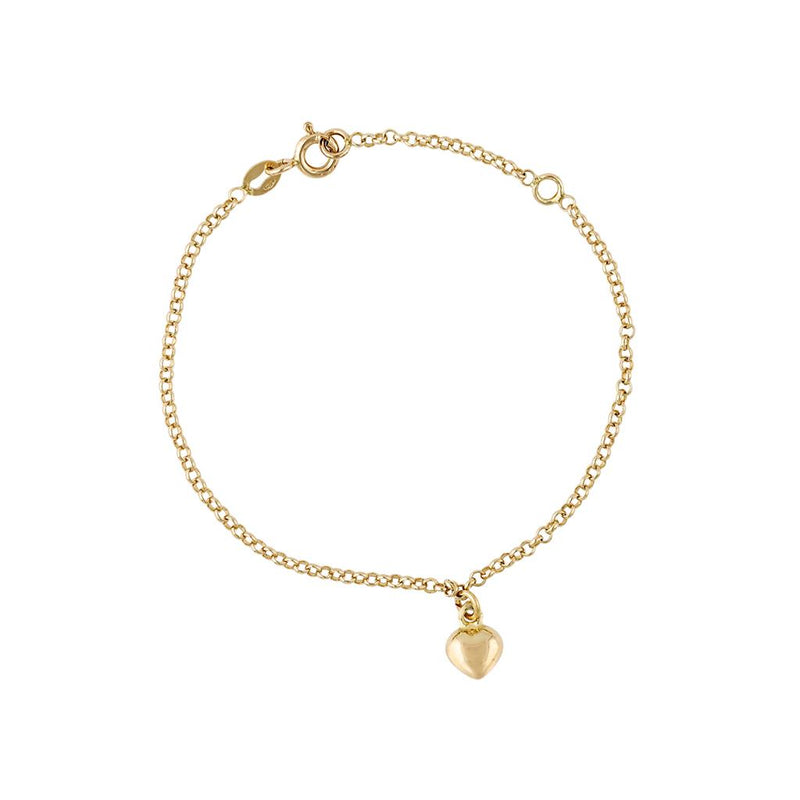 LaViano Fashion 14K Yellow Gold Baby Bracelet with Heart Charm