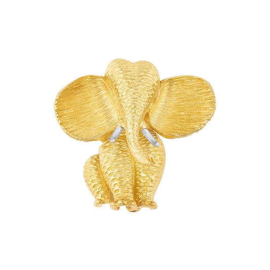 18K Yellow Gold and Platinum Henry Dunay Elephant Pin