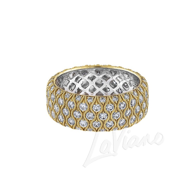 LaViano Fashion 18K Yellow and White Gold Diamond Band