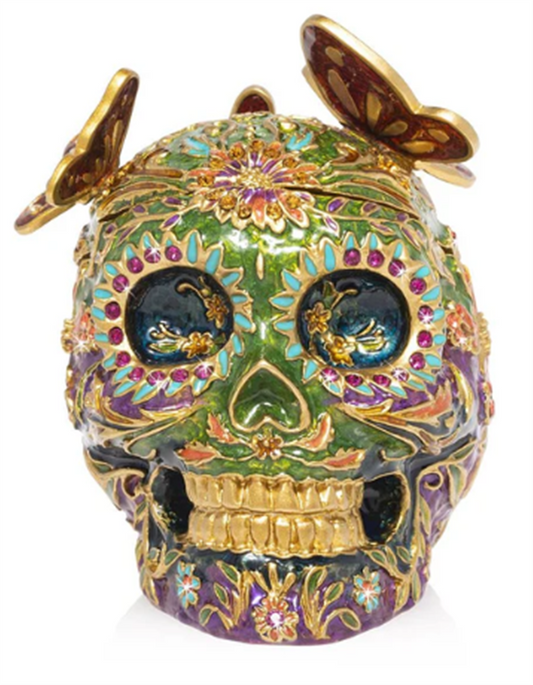 Jay Strongwater Skull With Butterflies Box