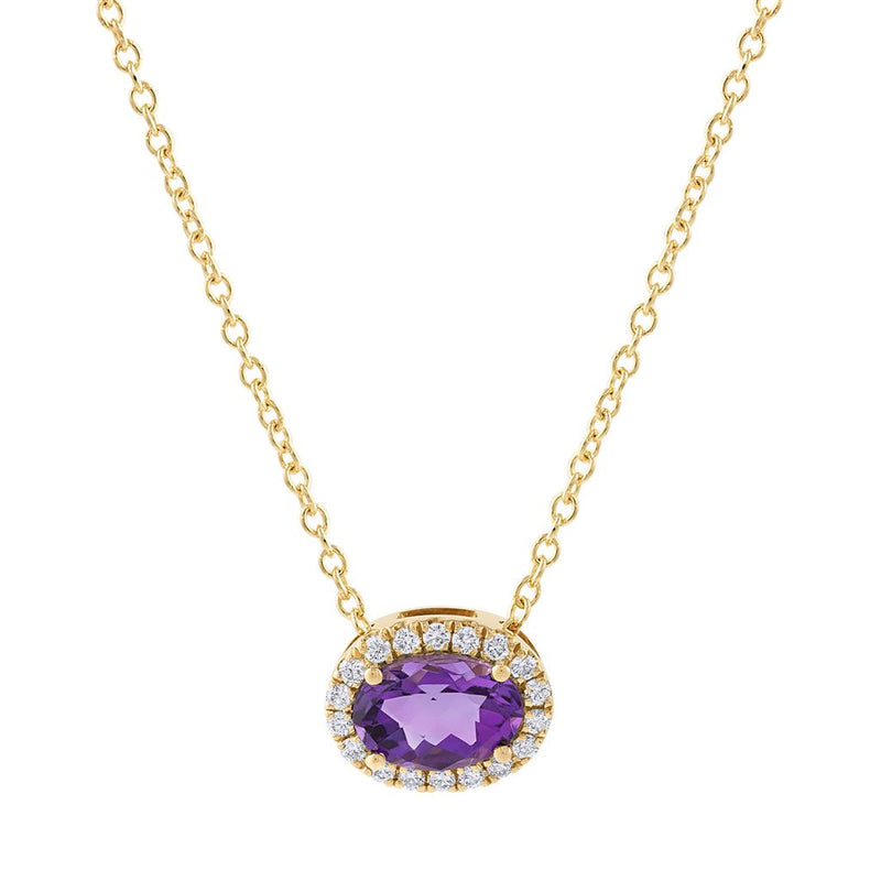 LaViano Fashion 14K Yellow Gold Amethyst and Diamond Pendant