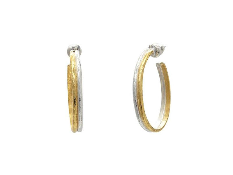 Gurhan Sterling Silver Layered with 24K Yellow GOld Hoop Earrings