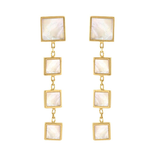 LaViano Fashion 14K Yellow Gold Mother of Pearl Earrings