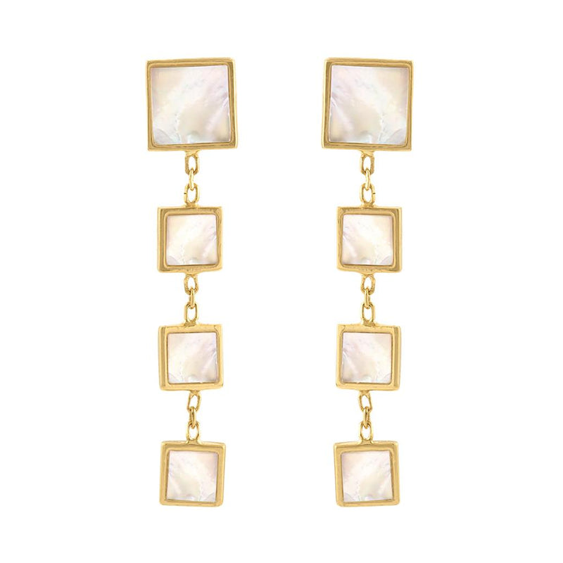 LaViano Fashion 14K Yellow Gold Mother of Pearl Earrings