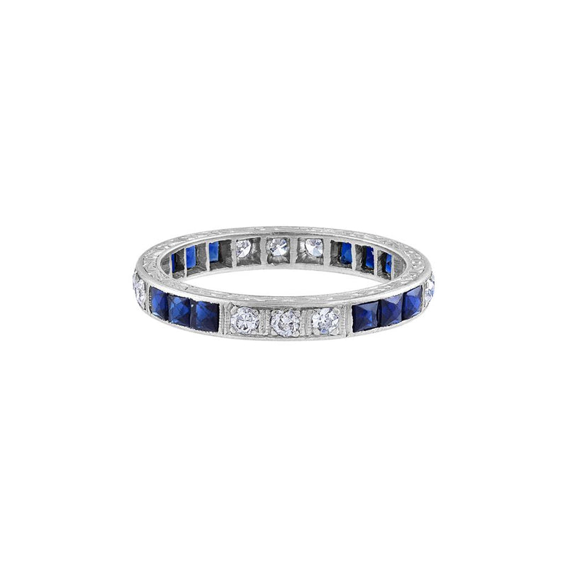 LaViano Fashion Platinum Sapphire and Diamond Eternity Band