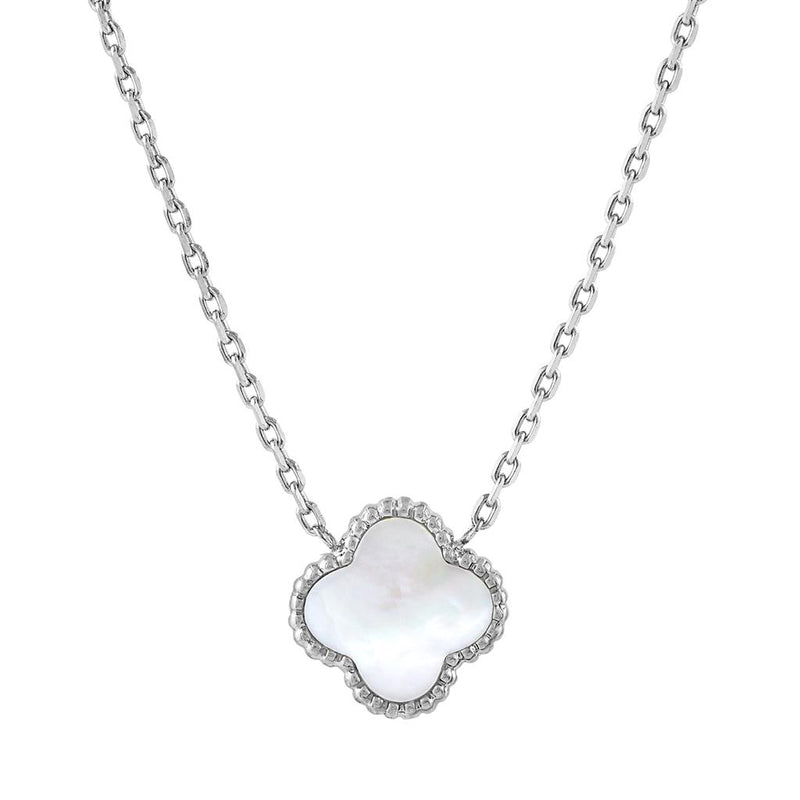 LaViano Fashion Sterling Silver Mother of Pearl Large Clover Necklace