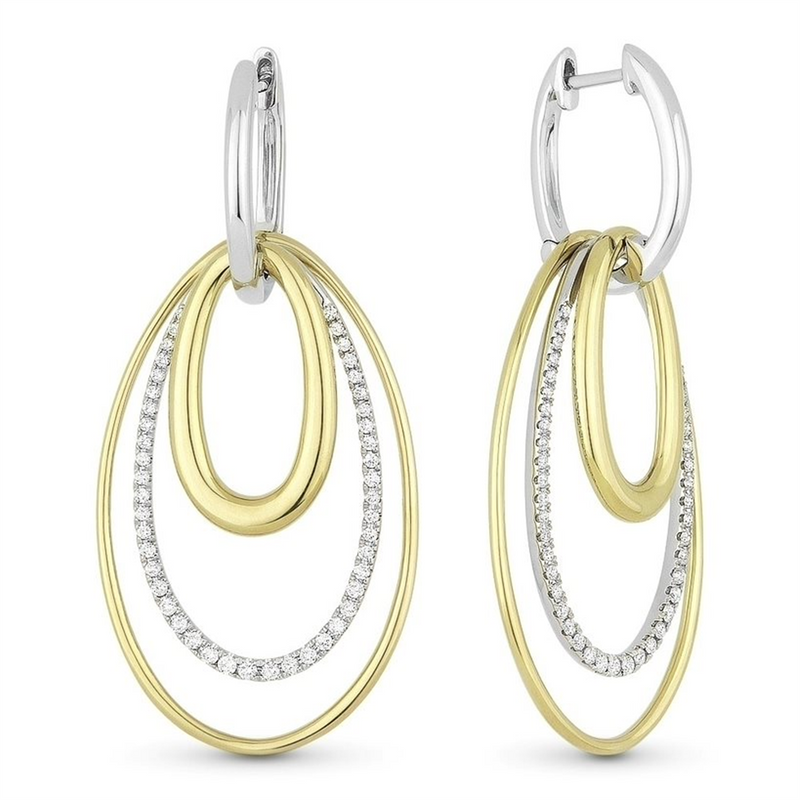 LaViano Fashion 14K Two Tone Diamond Triple Hoop Earrings