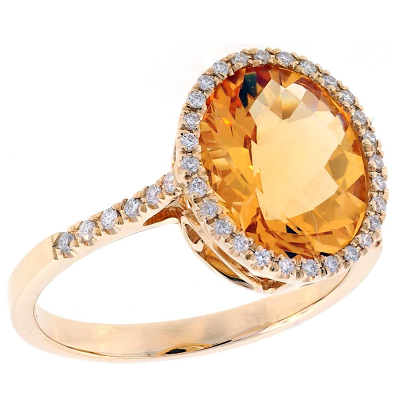 Pe Jay Creations 14K Yellow Gold Citrine and Diamond Ring