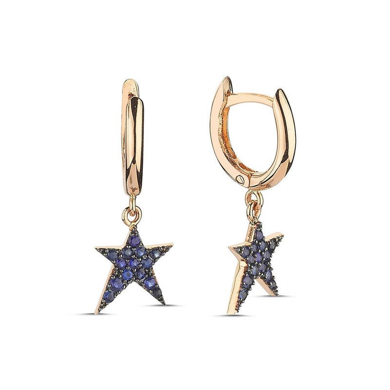 OWN USA 14K Rose Gold Sapphire Star Earrings