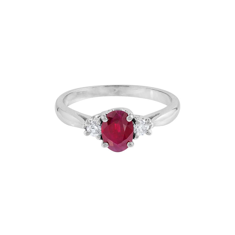 LaViano Fashion 14K White Gold Ruby and Diamond Ring