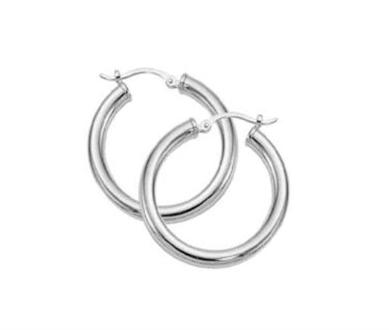 LaViano Fashion   Sterling Silver Hoop Earrings  3X25MM