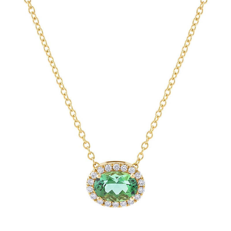 LLaViano Fashion 14K Yellow Gold Green Tourmaline and Diamond Pendant