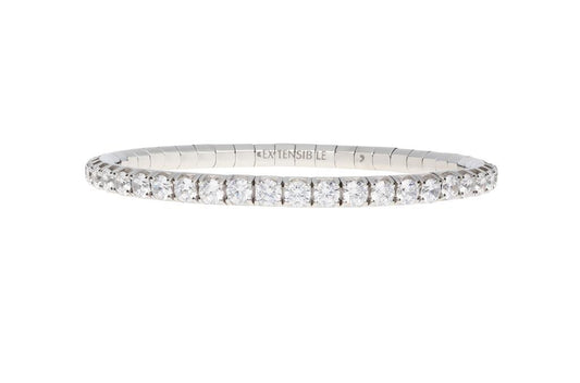 Extensible 18K White Gold Round Diamond Stretch Tennis Bracelet