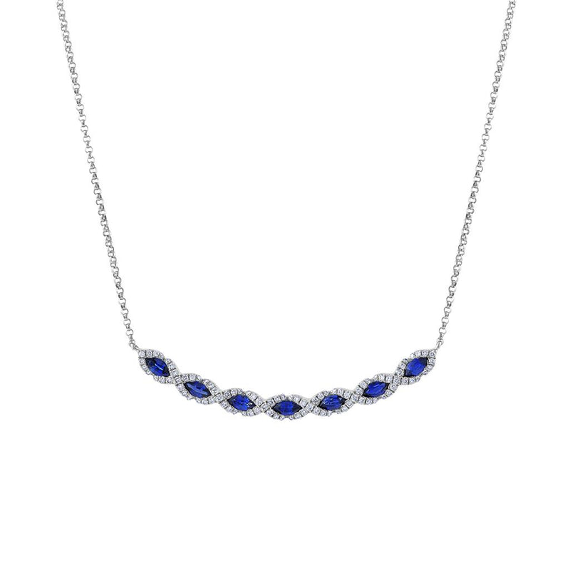 Pe Jay Creations 14K White Gold Sapphire and Diamond Necklace