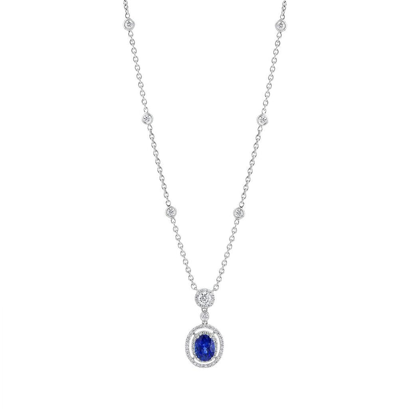 LaViano Fashion 18K White Gold Sapphire and Diamond Necklace