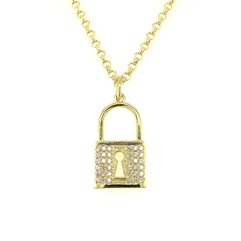 KC Designs 14K Yellow Gold Padlock Diamond Necklace