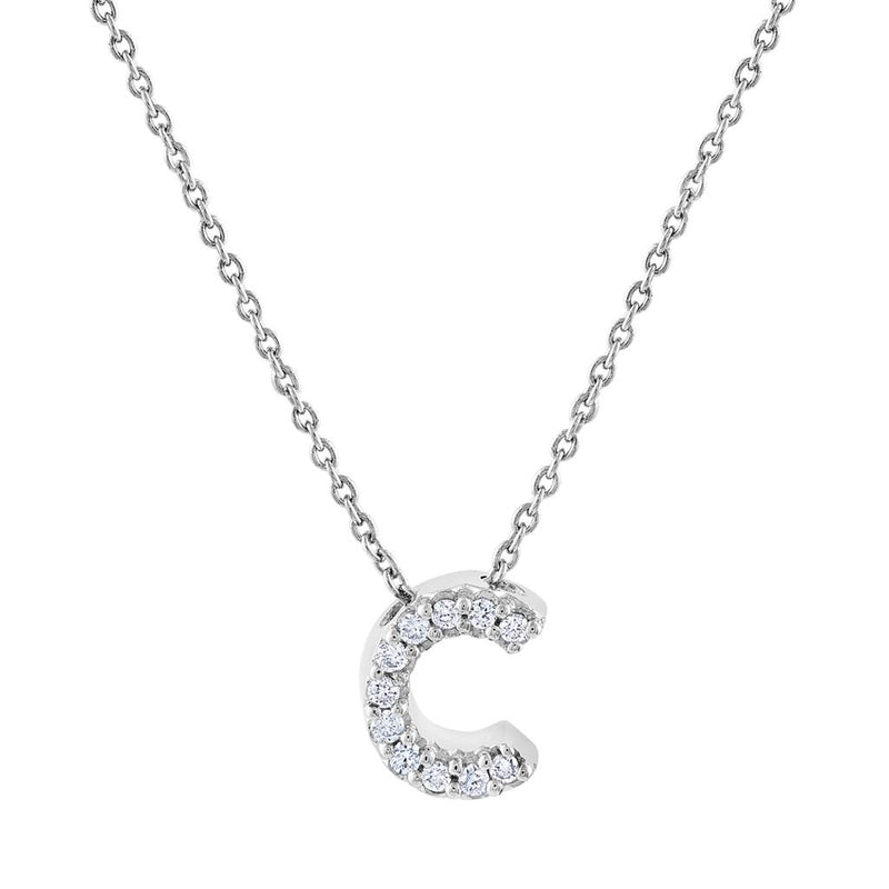 Laviano Fashion 18K White Gold Diamond Initial "C" Necklace