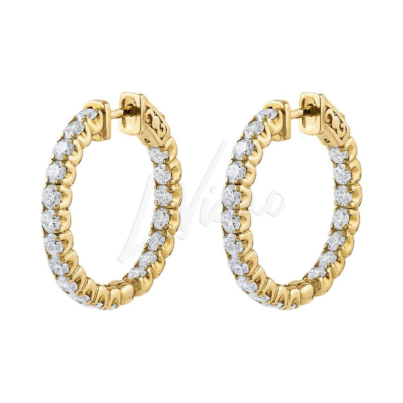 LaViano Fashion 14K Yellow Gold Diamond Hoop Earrings