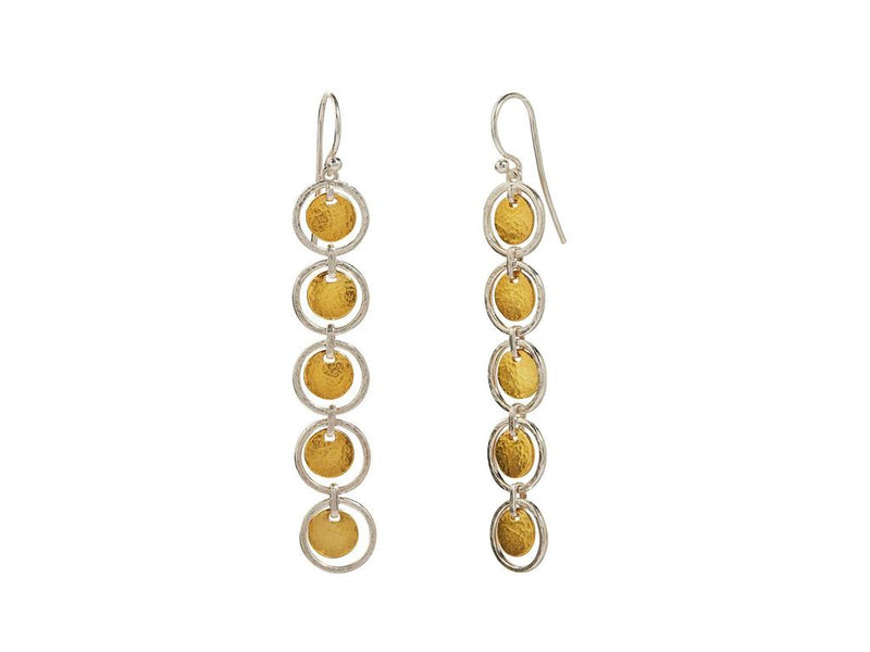 Gurhan Lush Sterling Silver Long Drop Earrings with 24K Yellow Gold Accents