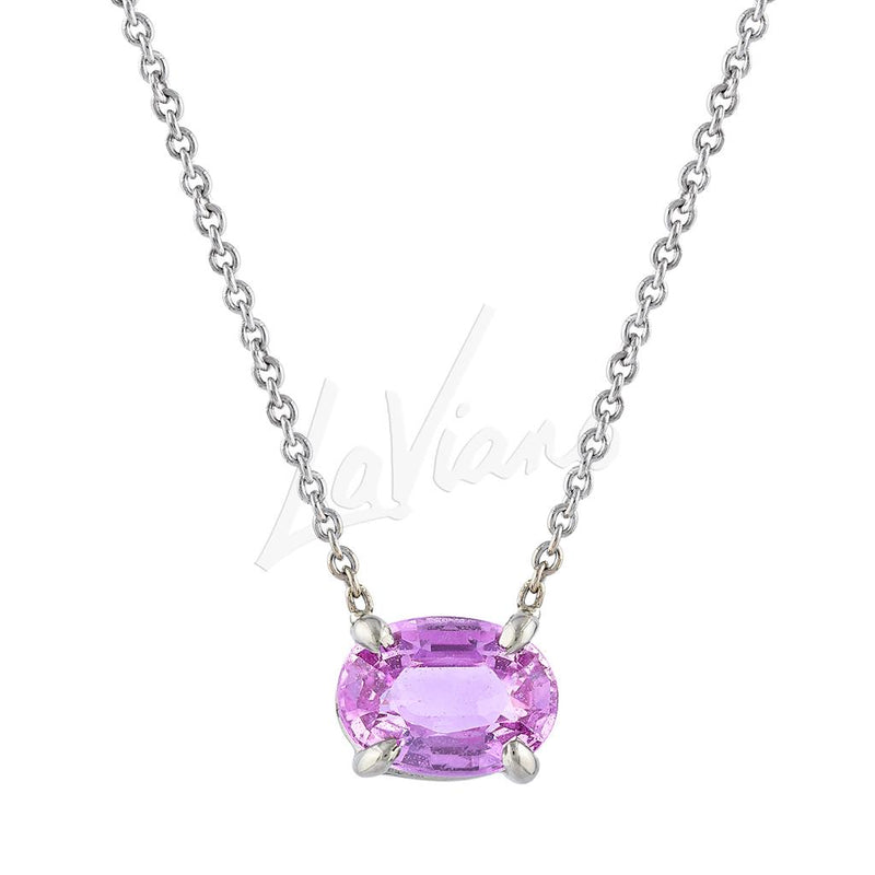 LaViano Fashion 14K White Gold Pink Sapphire Pendant