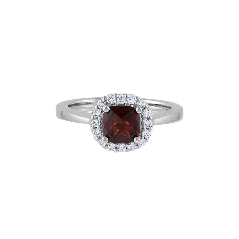 LaViano Fashion 14K White Gold Garnet and Diamond Ring