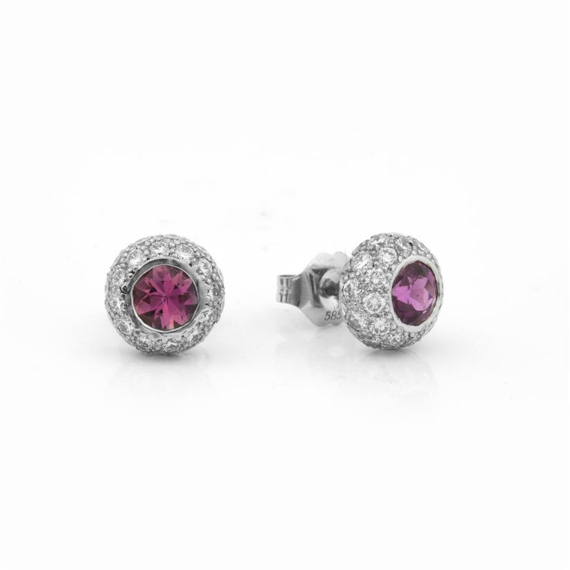 LaViano Fashion 14K White Gold Pink Tourmaline and Diamond Earrings