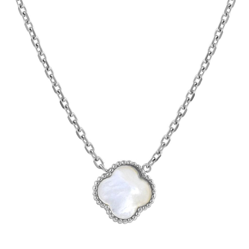 LaViano Fashion Sterling Silver Mother of Pearl Medium Clover Necklace