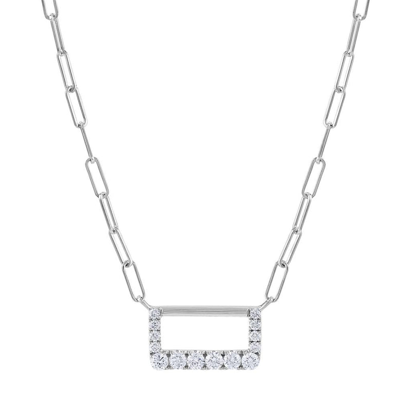 Frederic Sage 14K White Gold Paperclip Diamond Necklace