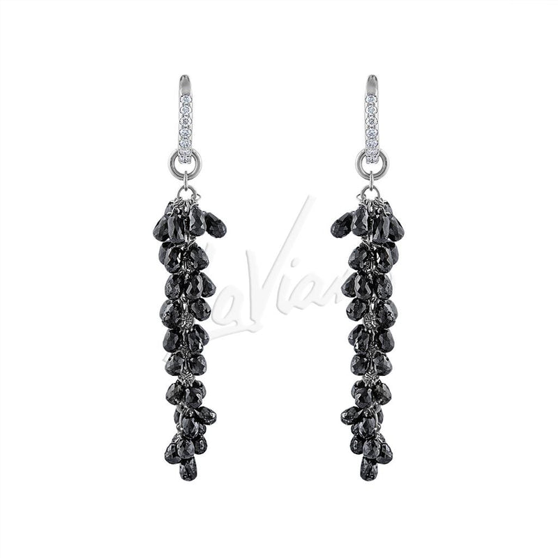 LaViano Fashion 18K White Gold Black and White Diamond Earrings