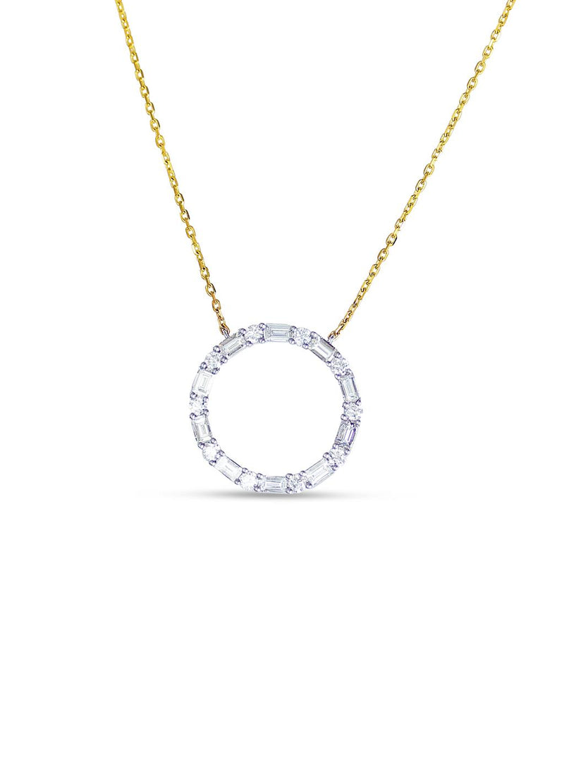 Frederic Sage 18K Two Tone Diamond Circle Necklace