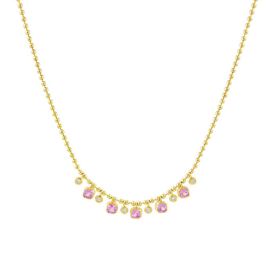 Mazza 14K Yellow Gold Pink Sapphire and Diamond Necklace