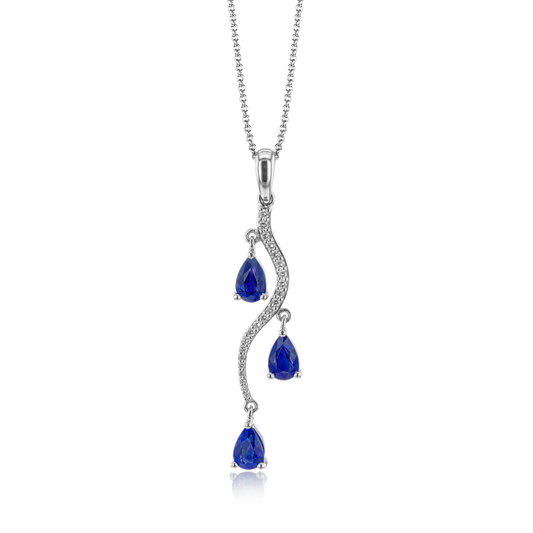 Simon G 14K White Gold Sapphire and Diamond Pendant