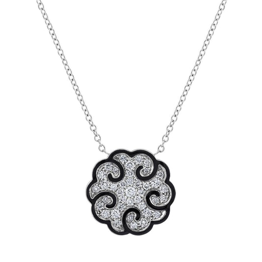 LaViano Fashion 18K White Gold Enamel and Diamond Necklace