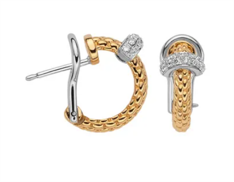 FOPE 18K Two Tone Diamond Earrings