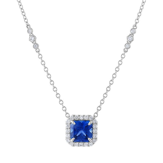 LaViano Fahsion 14K White Gold Sapphire and Diamond Necklace