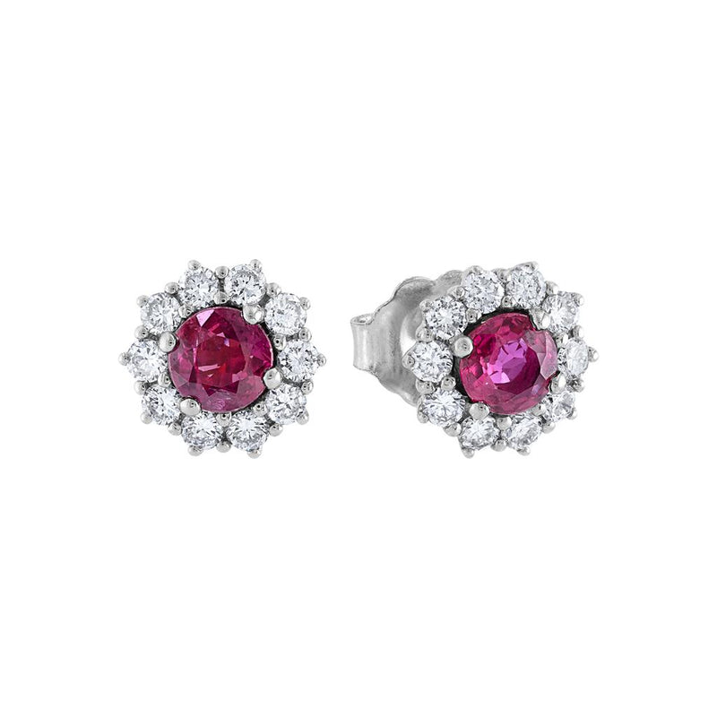 LaViano Fashion 14K White Gold Ruby and Diamond Earrings