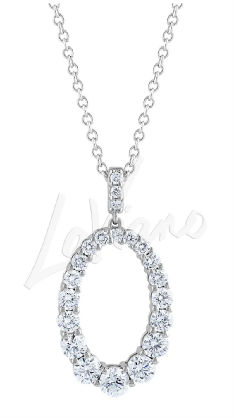 A Link 18K White Gold Diamond Oval Necklace