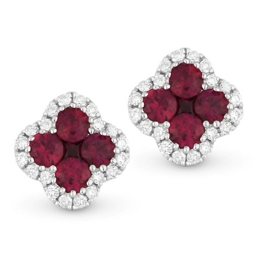 LaViano Fashion 14K White Gold Ruby and Diamond Earrings