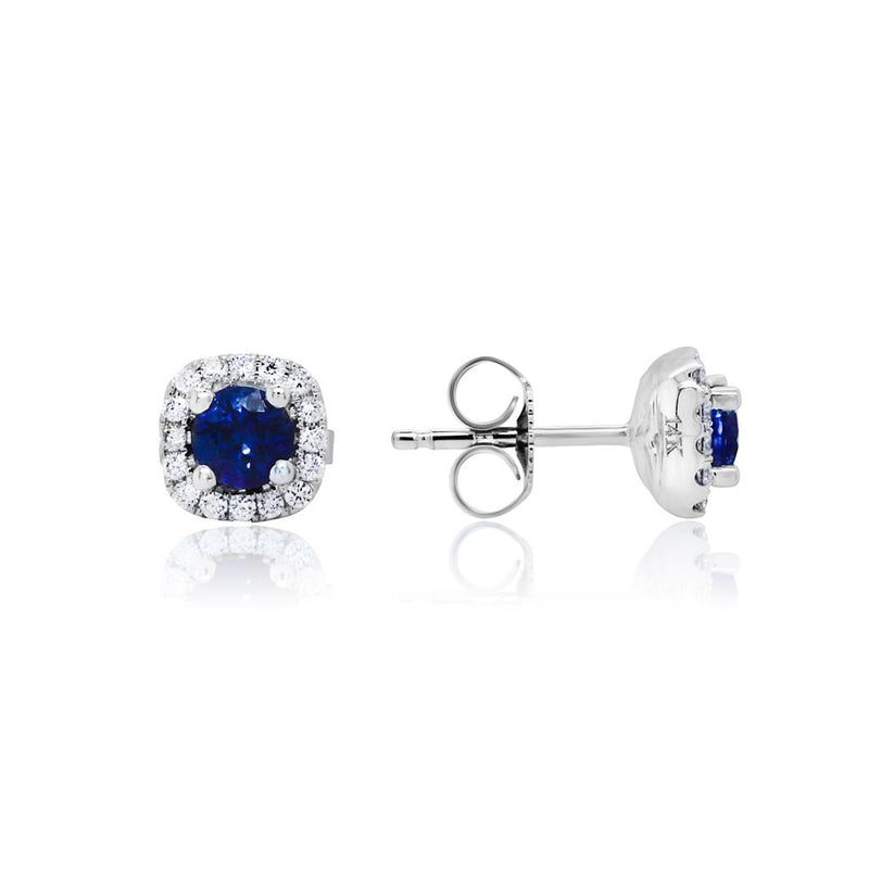 LaViano Fashion 14K White Gold Sapphire and Diamond Earrings