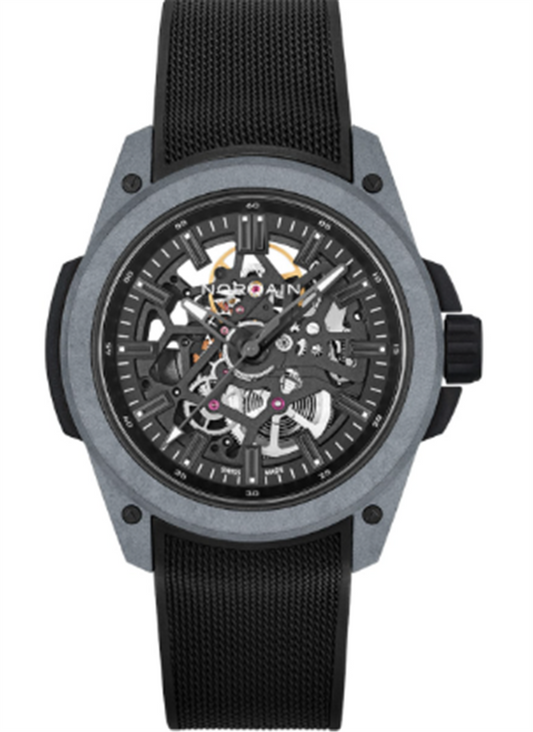 Norqain Wild ONE Skeleton Grey NORTEQ Black - Black Mesh Strap - Pin Buckle N3000.07Q42.B18.R01