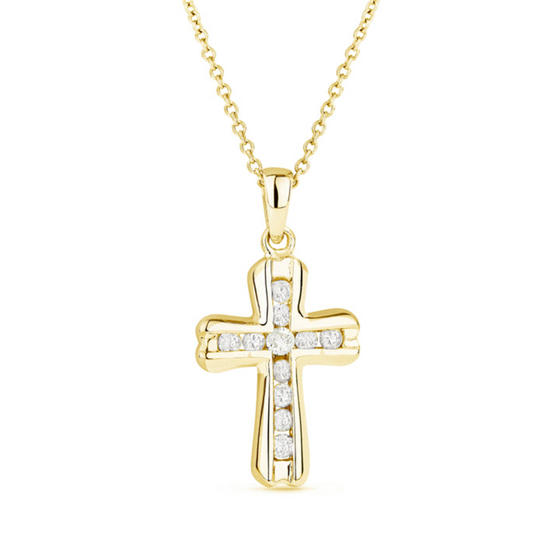 LaViano Fashion 14K Yellow Gold Diamond Cross