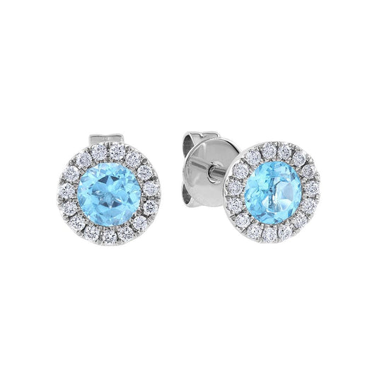 LaViano Fashion 14K White Gold Blue Topaz and Diamond Earrings